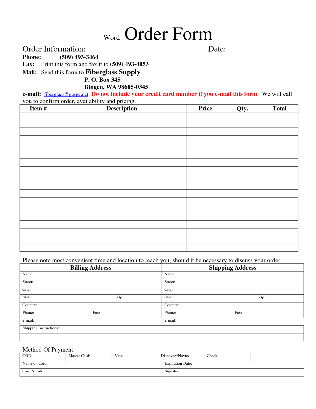 5+ Order Form Template Word | Outline Templates With Regard To Order Form With Credit Card Template