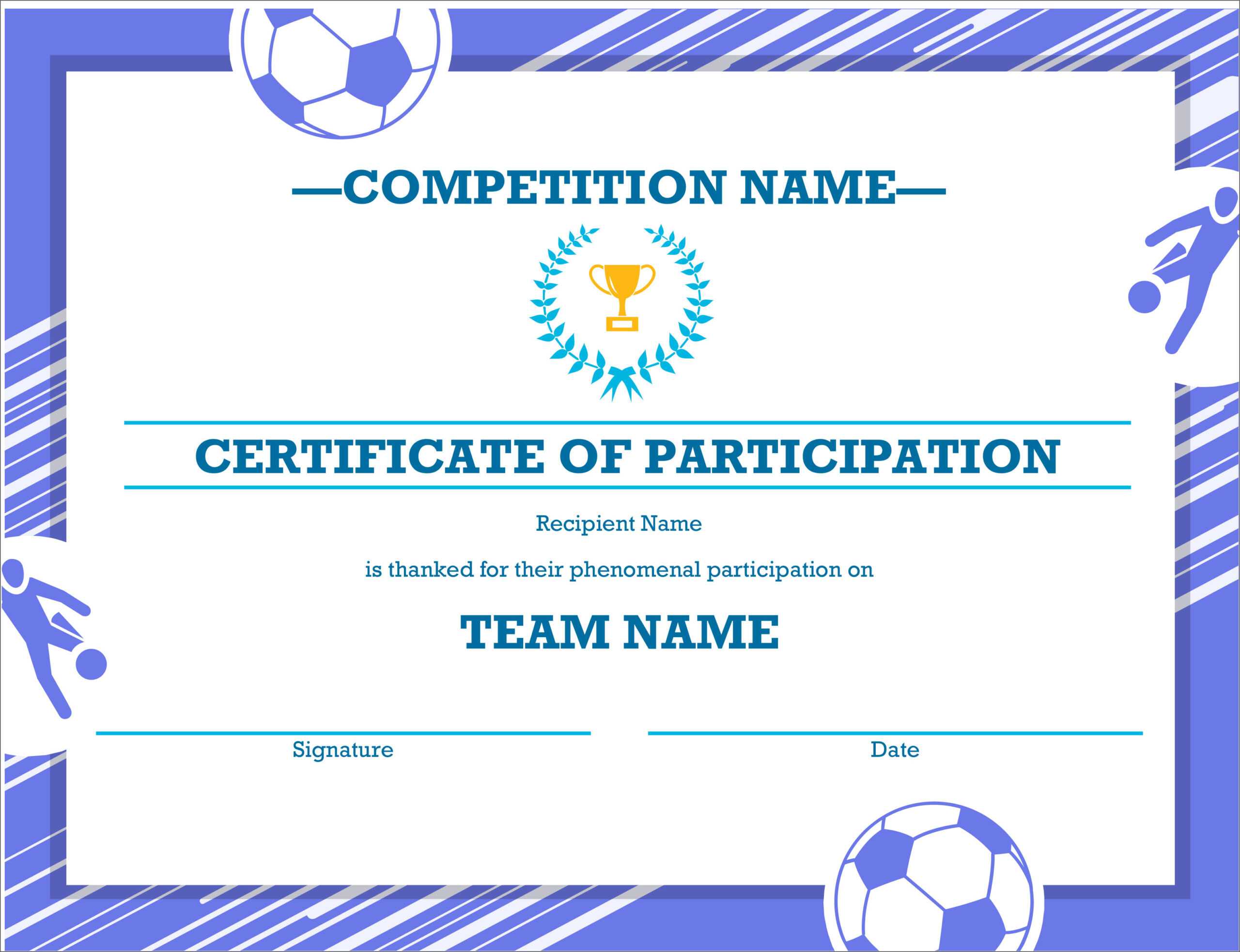 50 Free Creative Blank Certificate Templates In Psd Inside Athletic Certificate Template