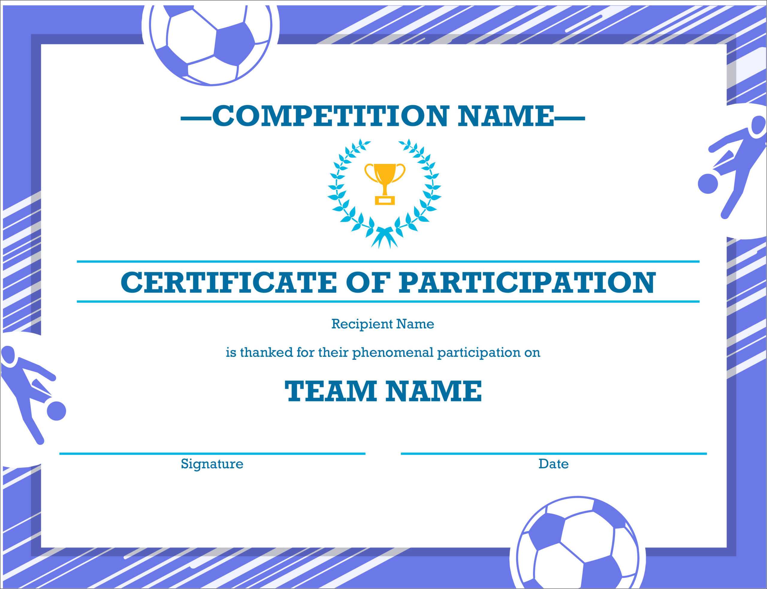 50 Free Creative Blank Certificate Templates In Psd Within Sports Award Certificate Template Word