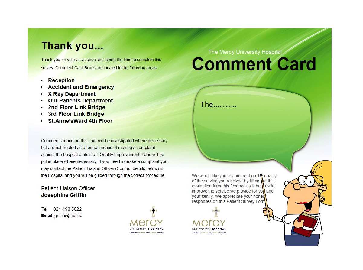 50 Printable Comment Card & Feedback Form Templates ᐅ Inside Comment Cards Template