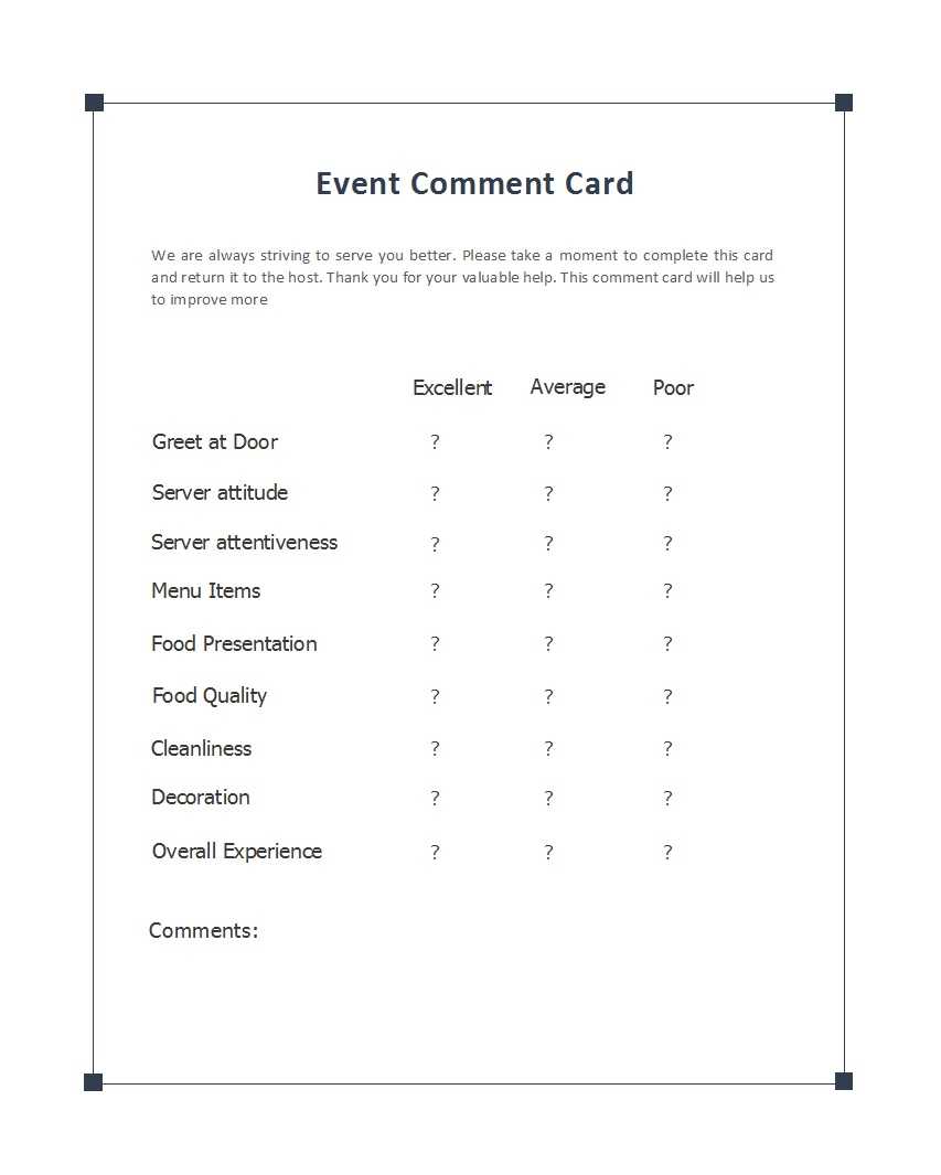 50 Printable Comment Card & Feedback Form Templates ᐅ Intended For Restaurant Comment Card Template