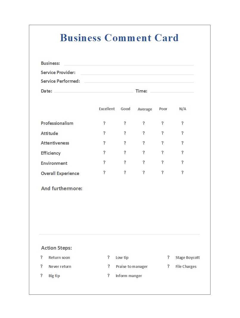 50 Printable Comment Card & Feedback Form Templates ᐅ Regarding Customer Information Card Template