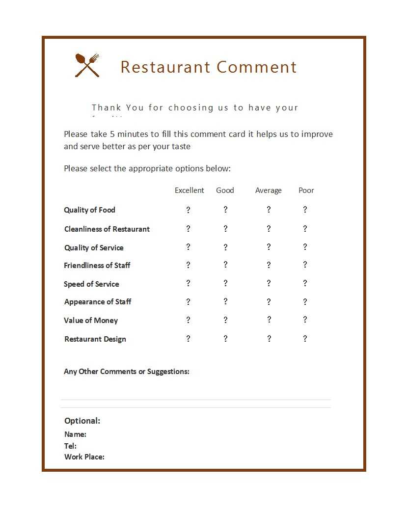 50 Printable Comment Card & Feedback Form Templates ᐅ With Customer Information Card Template