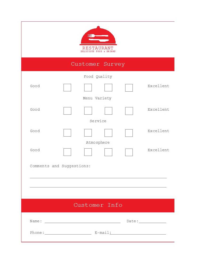 50 Printable Comment Card & Feedback Form Templates ᐅ With Regard To Restaurant Comment Card Template