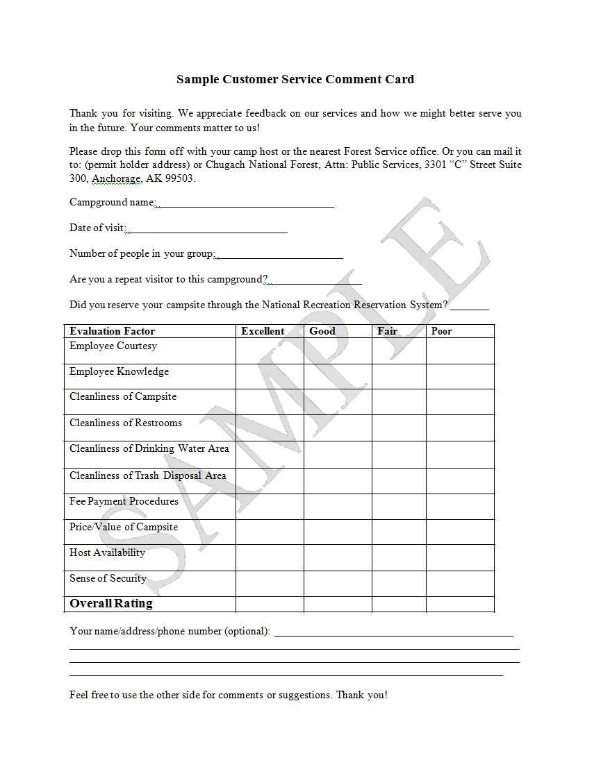 50 Printable Comment Card & Feedback Form Templates ᐅ Within Restaurant Comment Card Template