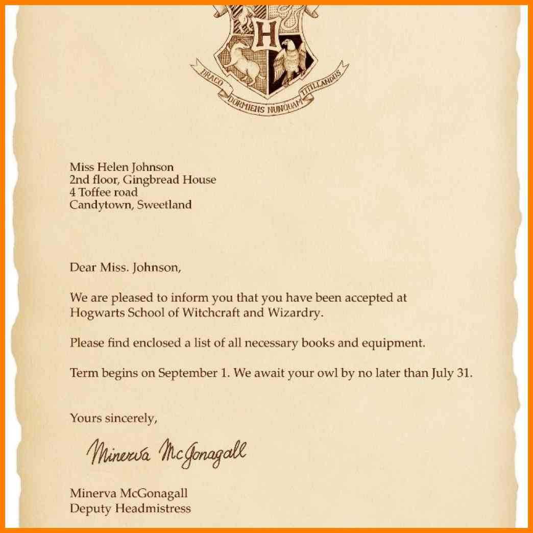 7+ Hogwarts Letter Template Printable | Trinity Training Pertaining To Harry Potter Certificate Template