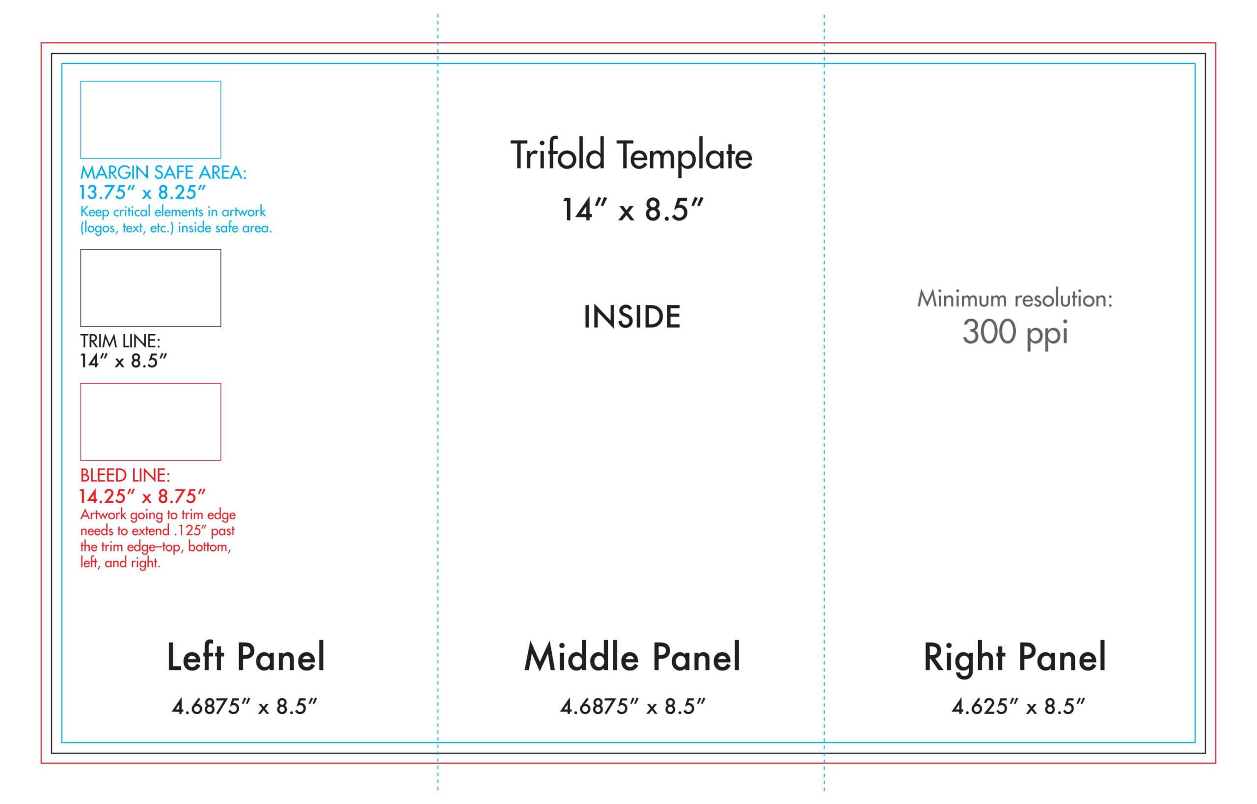 8.5" X 14" Tri Fold Brochure Template – U.s. Press Inside 4 Panel Brochure Template