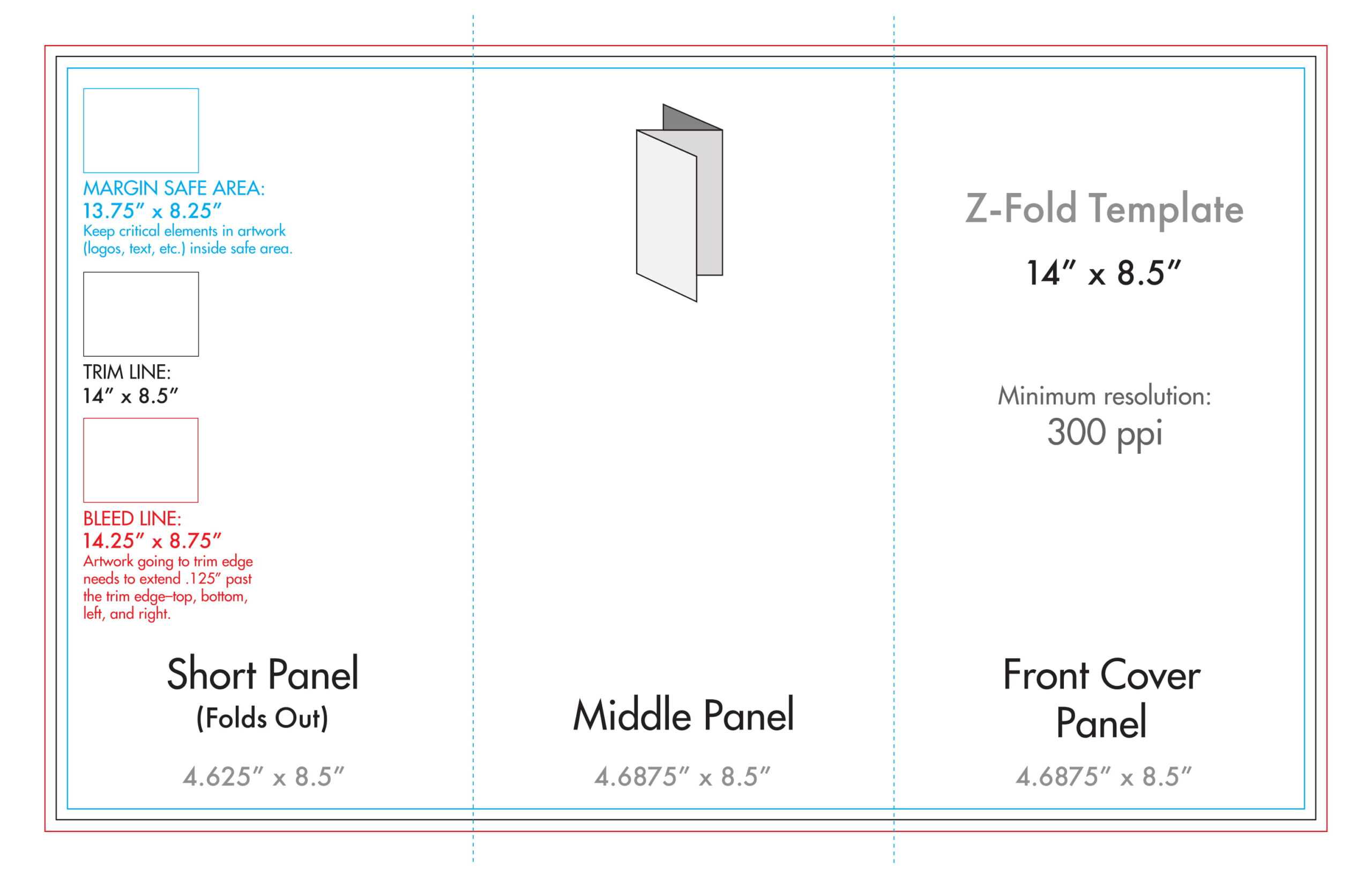 8.5" X 14" Z Fold Brochure Template – U.s. Press Throughout Brochure Folding Templates