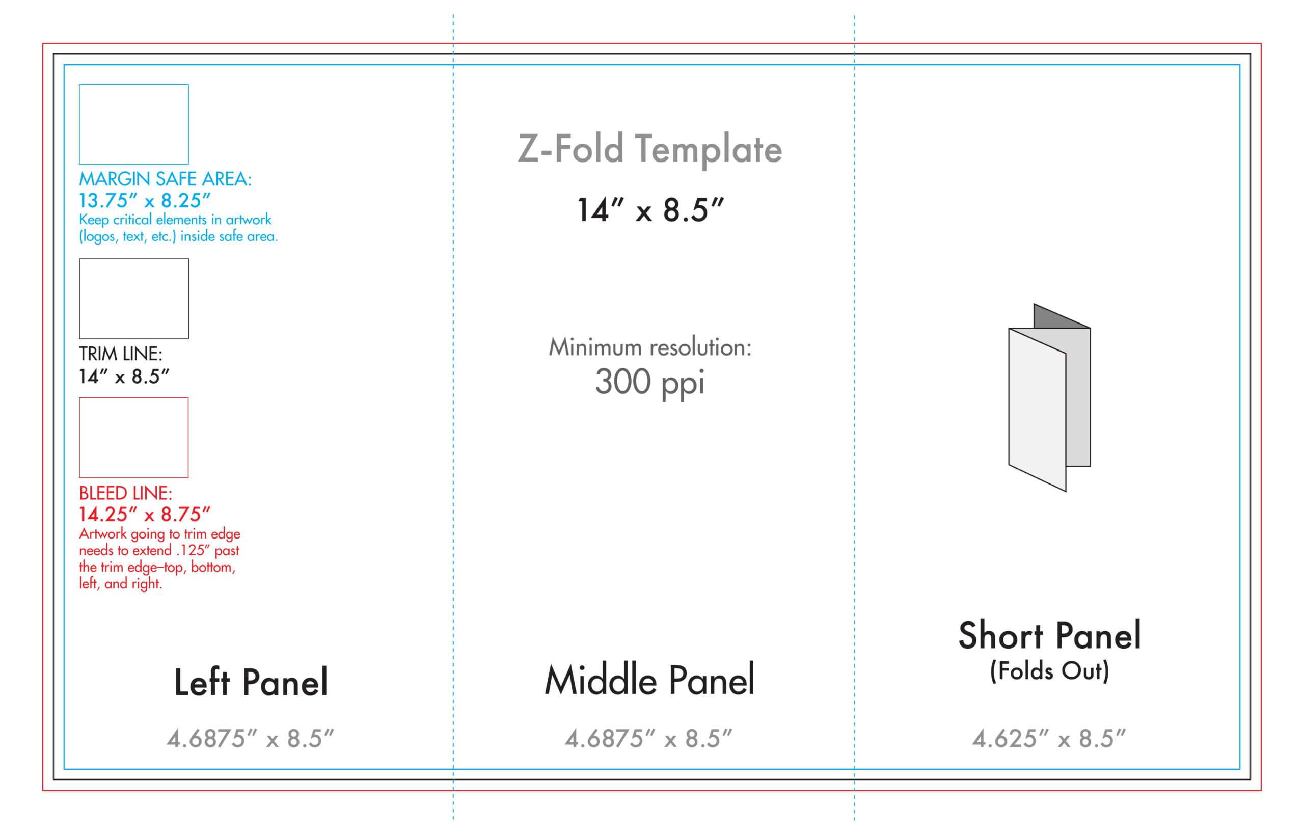 8.5" X 14" Z Fold Brochure Template - U.s. Press With Brochure Folding Templates