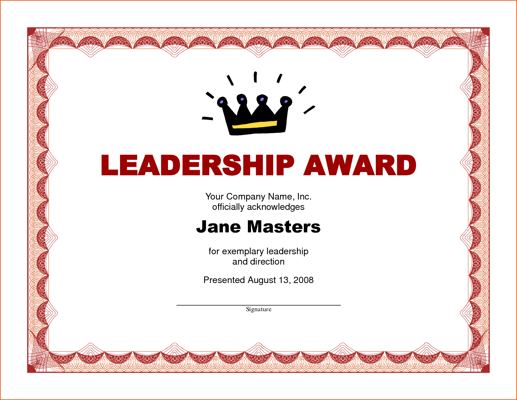 8+ Award Certificate Template Word – Bookletemplate Inside Leadership Award Certificate Template