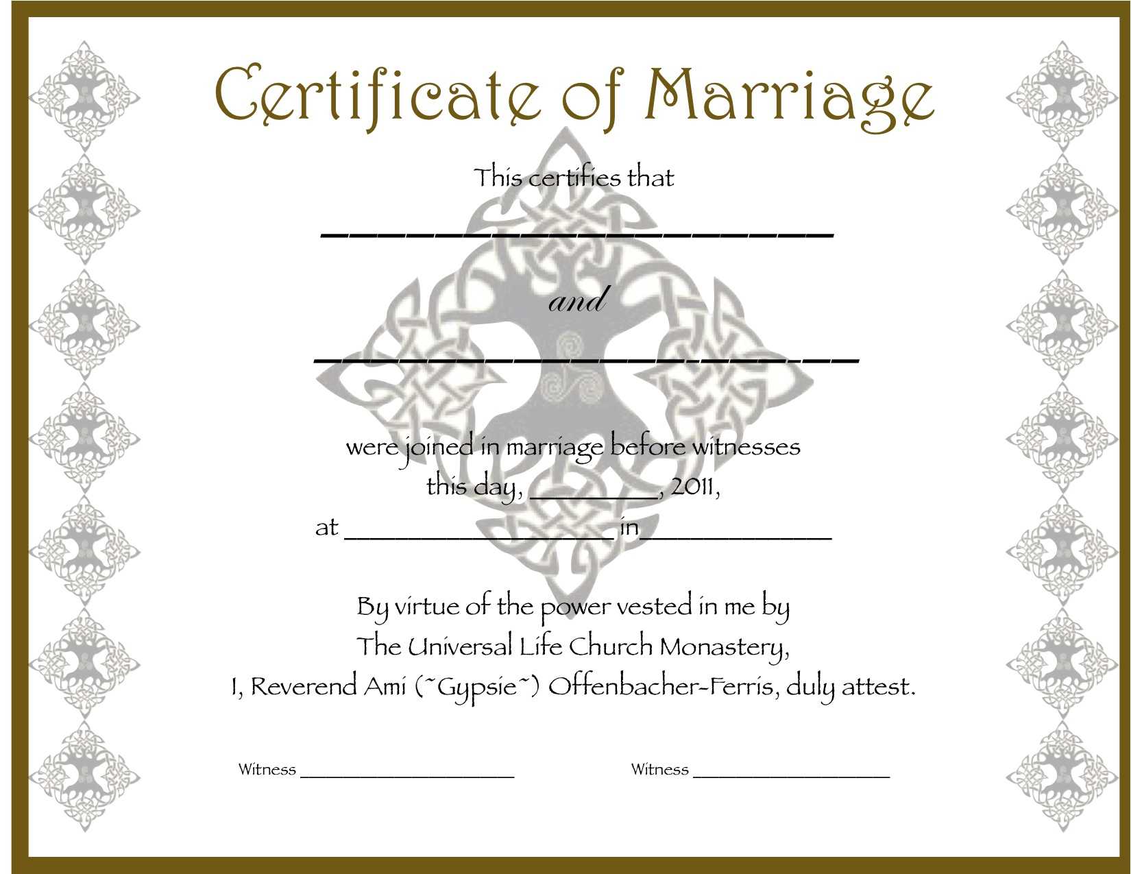 8 Best Photos Of Marriage Certificate Form Template For Blank Marriage Certificate Template