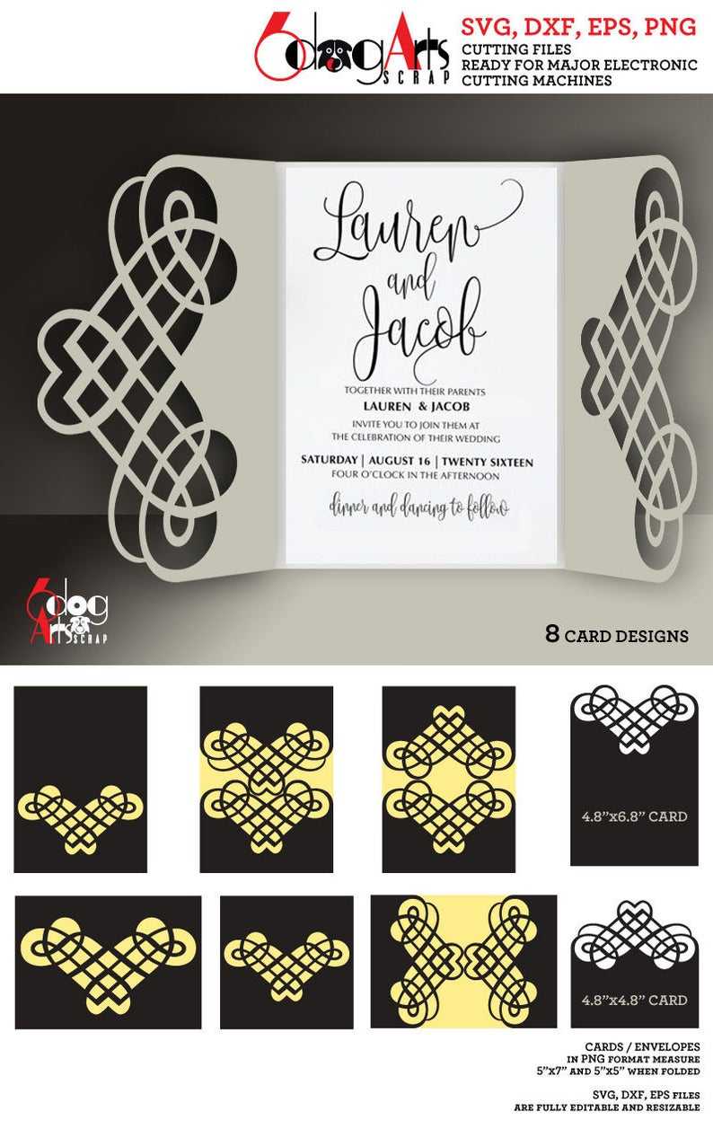 8 Calligraphic Lace Card Templates Digital Cut Svg Dxf Files Wedding  Invitation Stationery Cuttable Download Silhouette Cameo Cricut Jb 881 Pertaining To Silhouette Cameo Card Templates