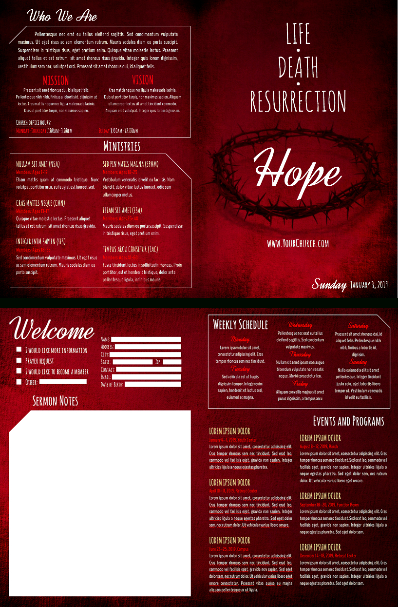 8 Free Church Bulletin Templates With Regard To Free Church Brochure Templates For Microsoft Word