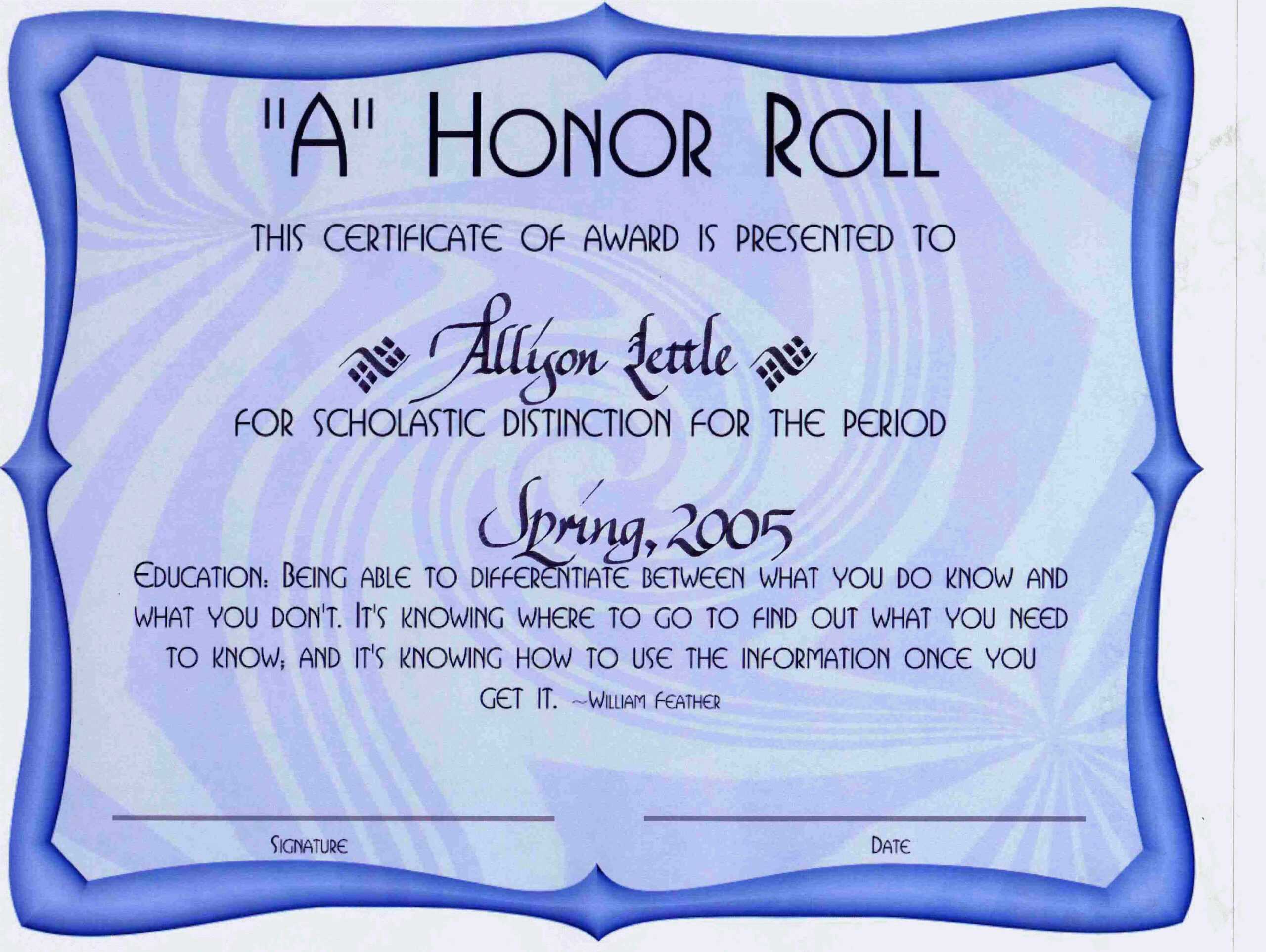 8 Printable Honor Roll Certificate Templates Samples Doc Pdf Within Honor Roll Certificate Template