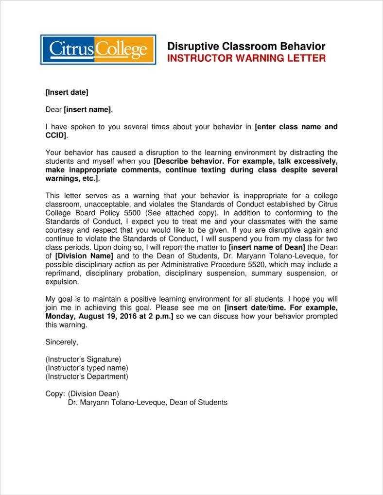 8+ Student Warning Letter Templates Free Word, Pdf Format Regarding College Report Card Template