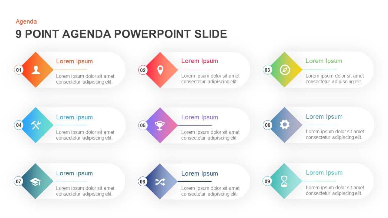 9 Point Agenda Powerpoint Template And Keynote Slide For What Is Template In Powerpoint