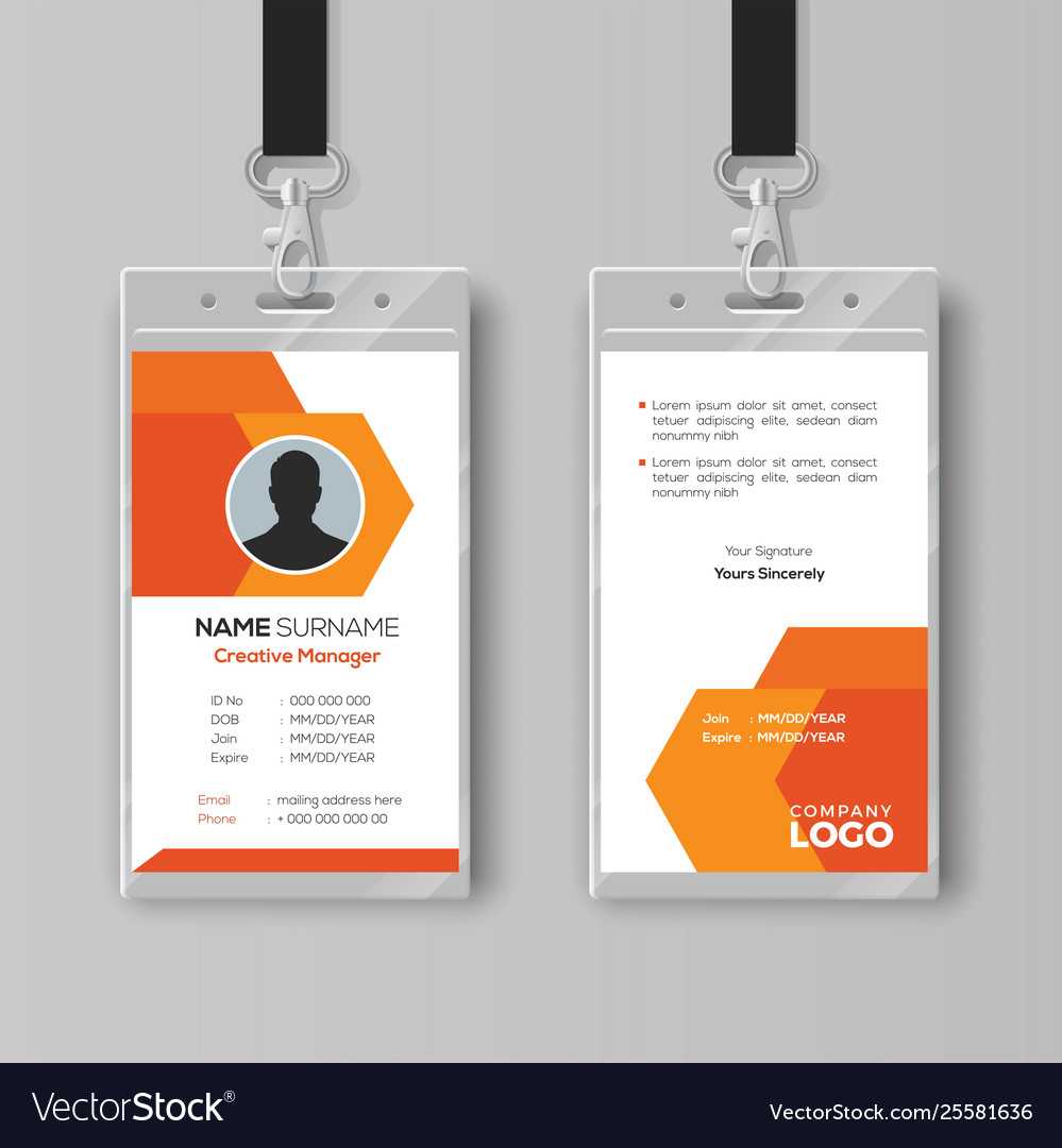 Abstract Orange Id Card Design Template Regarding Conference Id Card Template