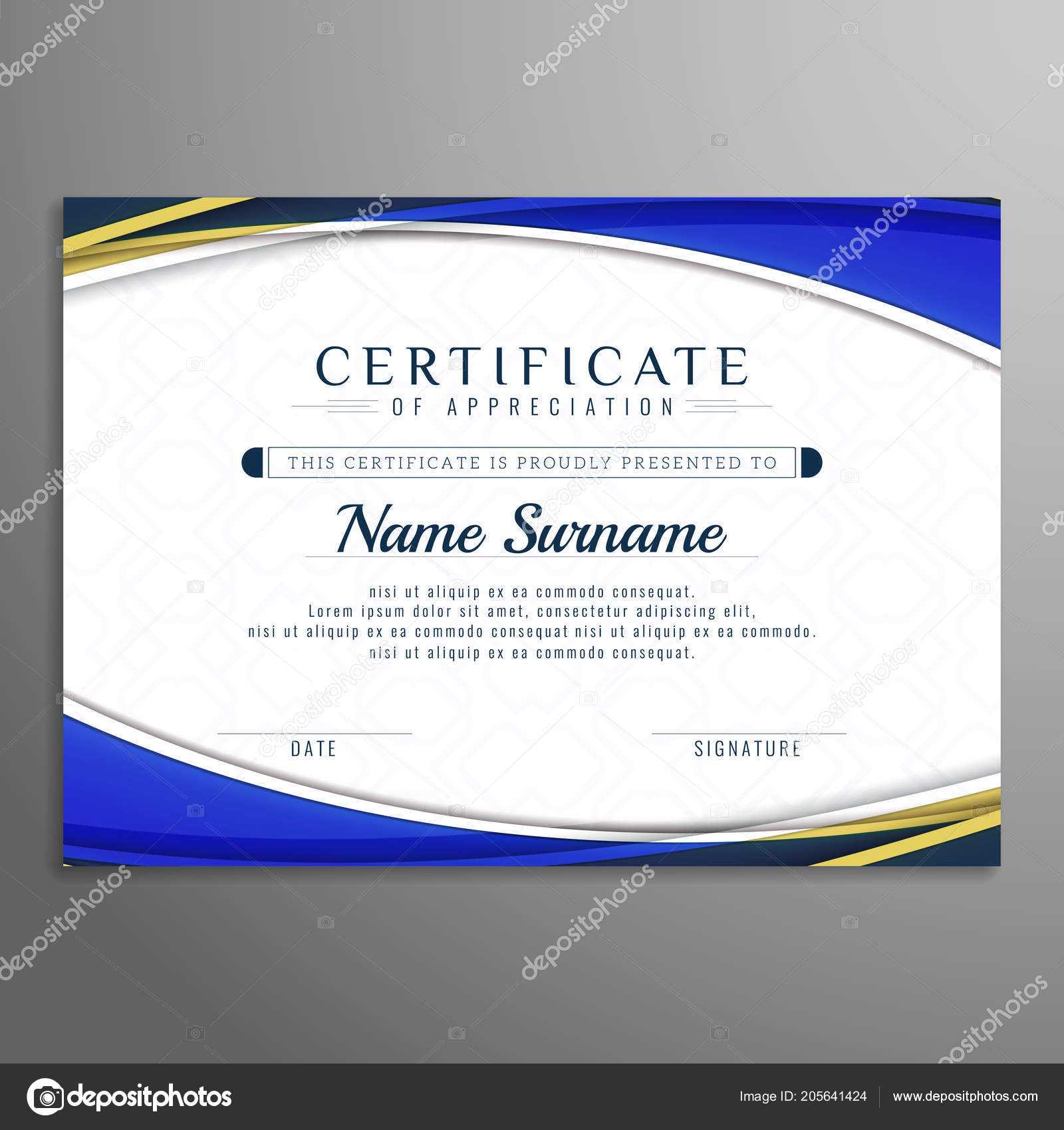 Abstract Wavy Beautiful Certificate Design Template — Stock Inside Beautiful Certificate Templates