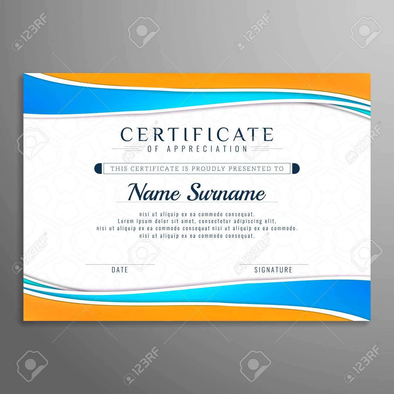 Abstract Wavy Beautiful Certificate Design Template With Beautiful Certificate Templates