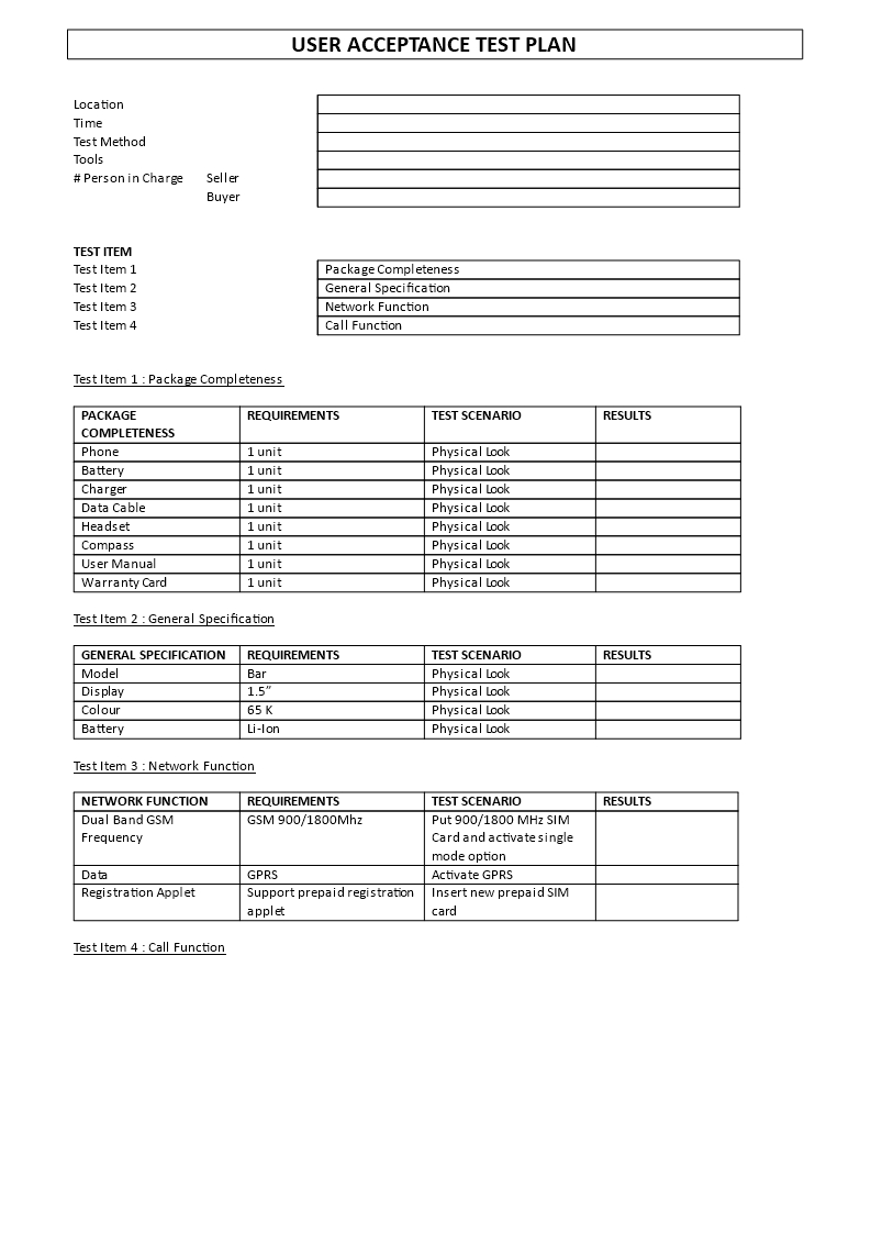Acceptance Test Plan Template | Templates At With Acceptance Card Template
