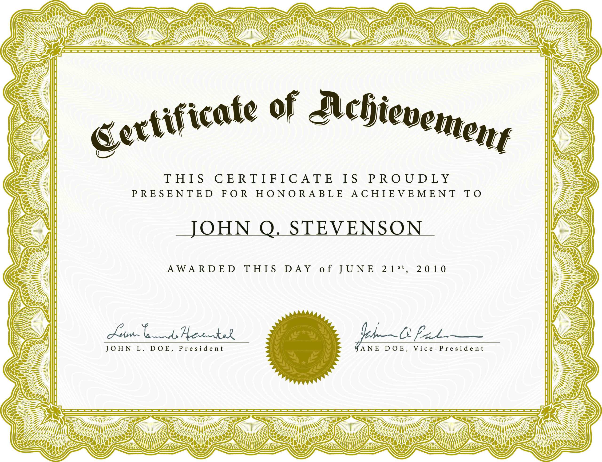 Achieve Awards Printable Certificates For Certificate Template For Pages