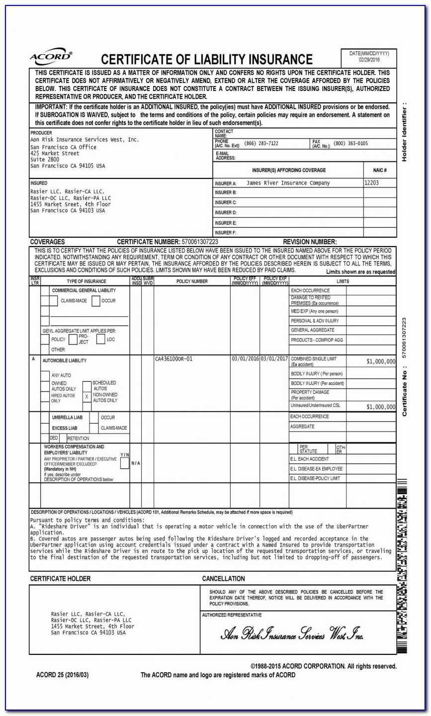 Acord Certificate Of Insurance Form – Form : Resume Examples Regarding Acord Insurance Certificate Template
