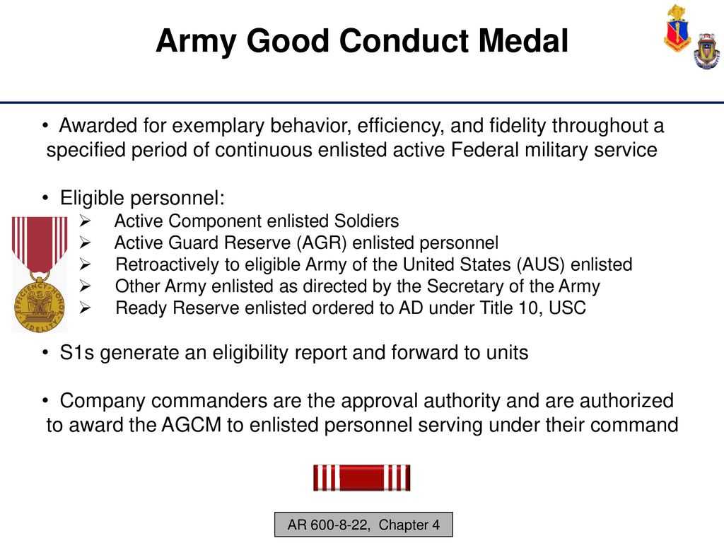 Administer Awards And Decorations – Ppt Download With Regard To Army Good Conduct Medal Certificate Template