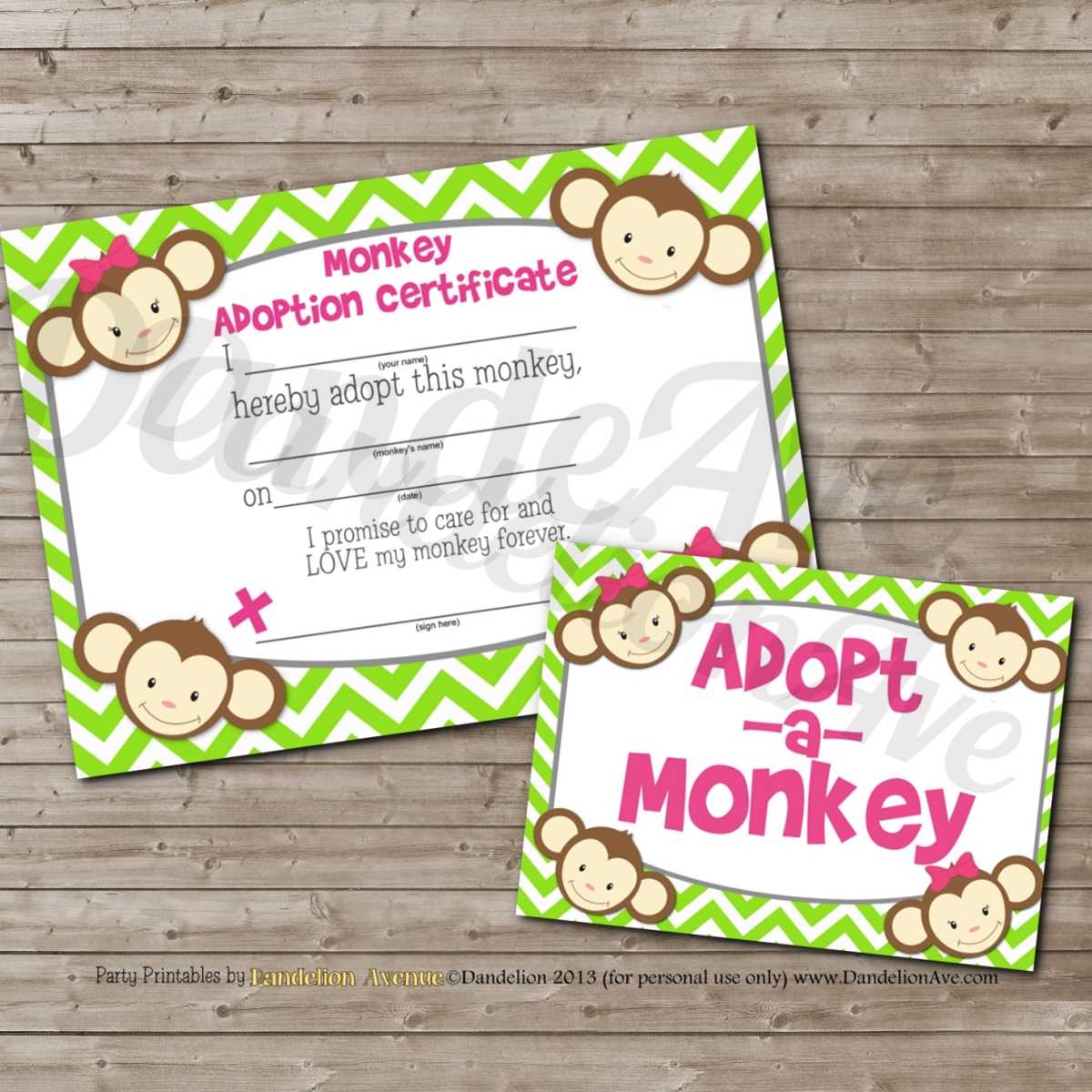 Adopt A Monkey Or Mod Monkey Adoption Certificate And Sign Pertaining To Toy Adoption Certificate Template