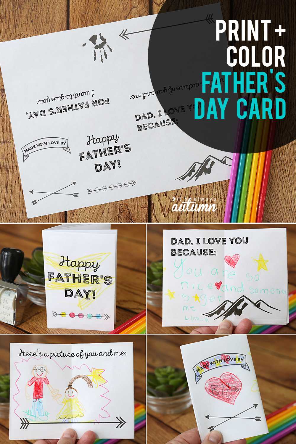 Adorable Printable Father's Day Card For Kids To Color With Fathers Day Card Template