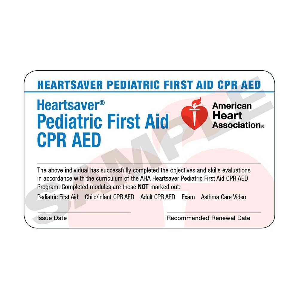 Aha Heartsaver® Pediatric First Aid Cpr Aed Course Completion Cards - 6  Pack Worldpoint® With Regard To Cpr Card Template