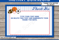 All Star Sports Party Thank You Cards Template with regard to Soccer Thank You Card Template