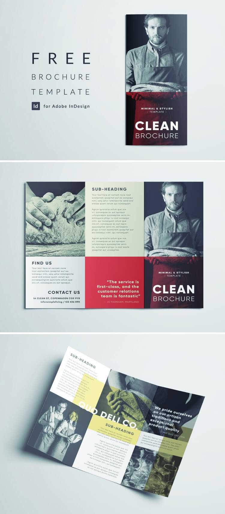 Amazing Clean Trifold Brochure Template | Free Download Inside Brochure Template Indesign Free Download