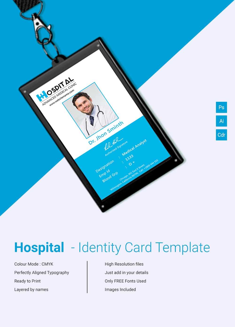 Amazing Hospital Identity Card Template Download | Free Intended For Sample Of Id Card Template