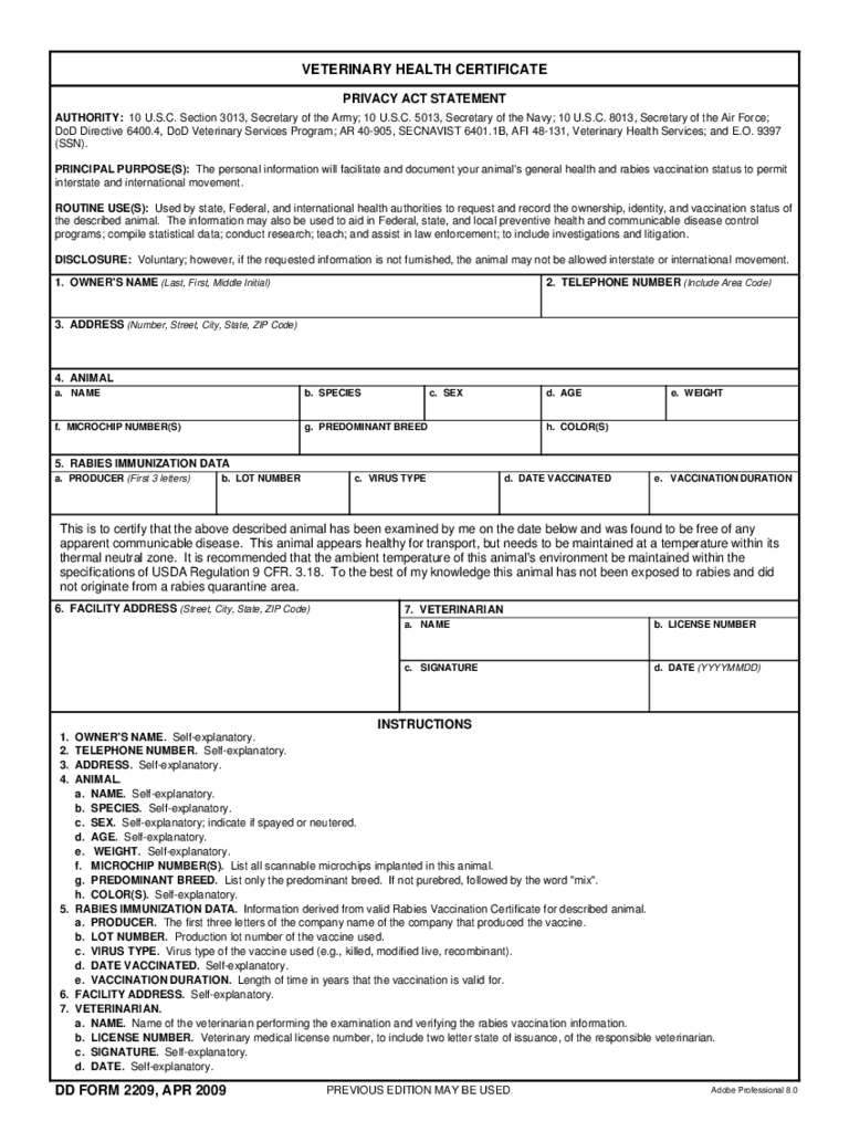 Animal Health Certificate Form – 2 Free Templates In Pdf For Veterinary Health Certificate Template