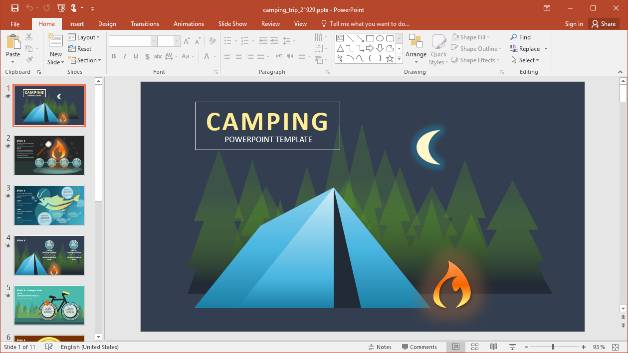 Animated Camp Trip Powerpoint Template In Powerpoint Animated Templates Free Download 2010