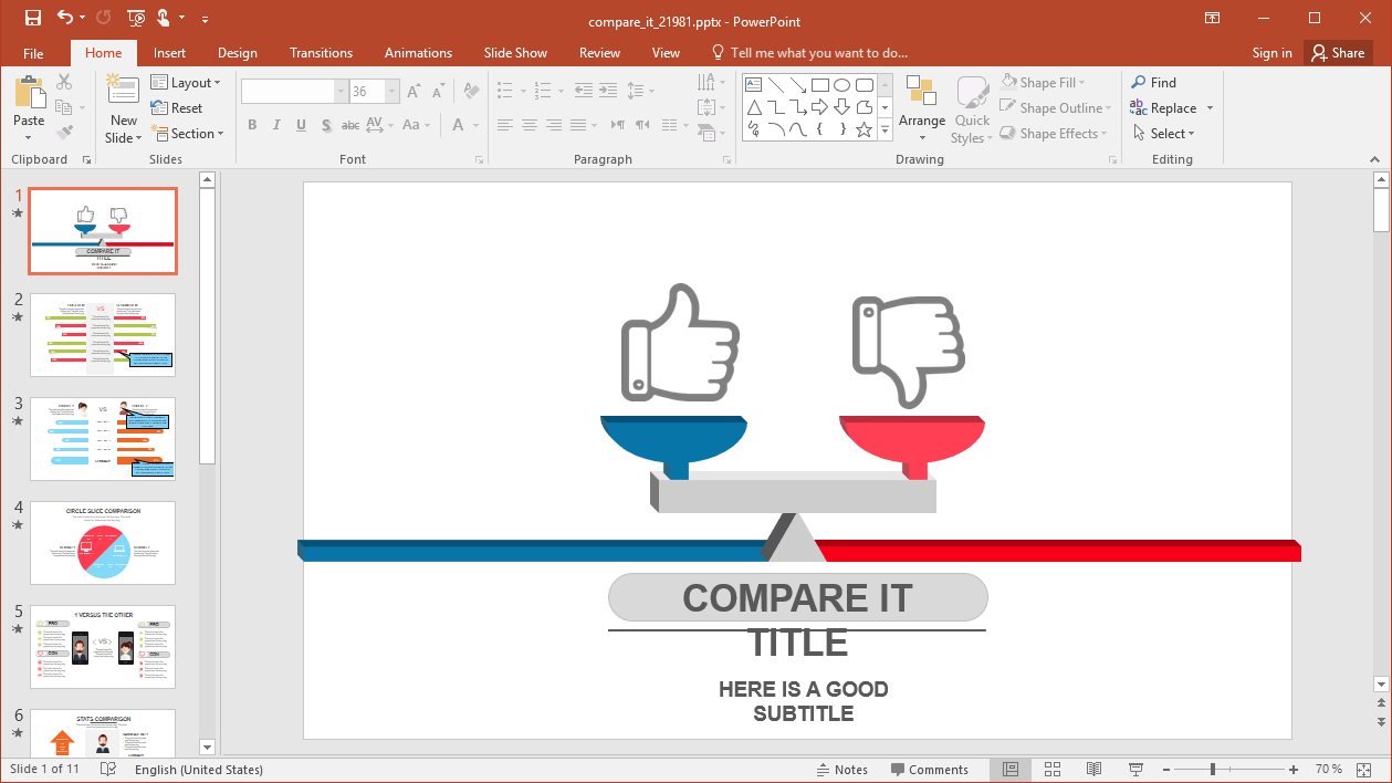 Animated Compare It Powerpoint Template Regarding What Is A Template In Powerpoint