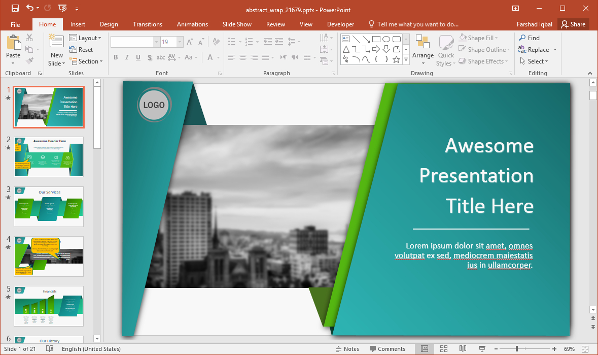 Animated Wrapping Shapes Powerpoint Template For Powerpoint Replace Template