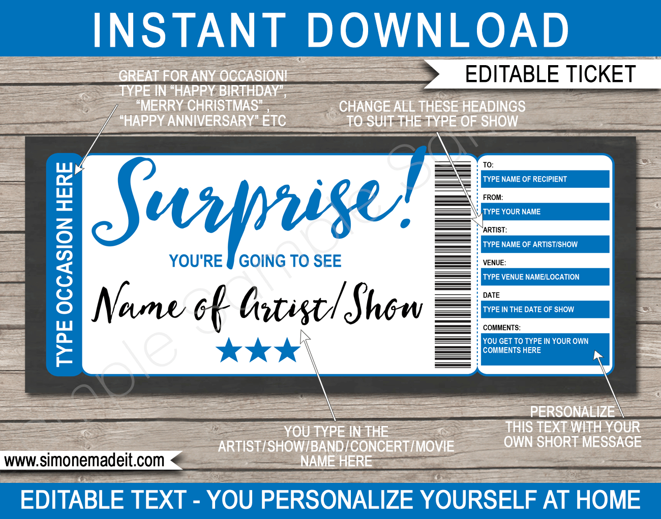Any Occasion Concert Ticket Gift Voucher – Colors Within Movie Gift Certificate Template