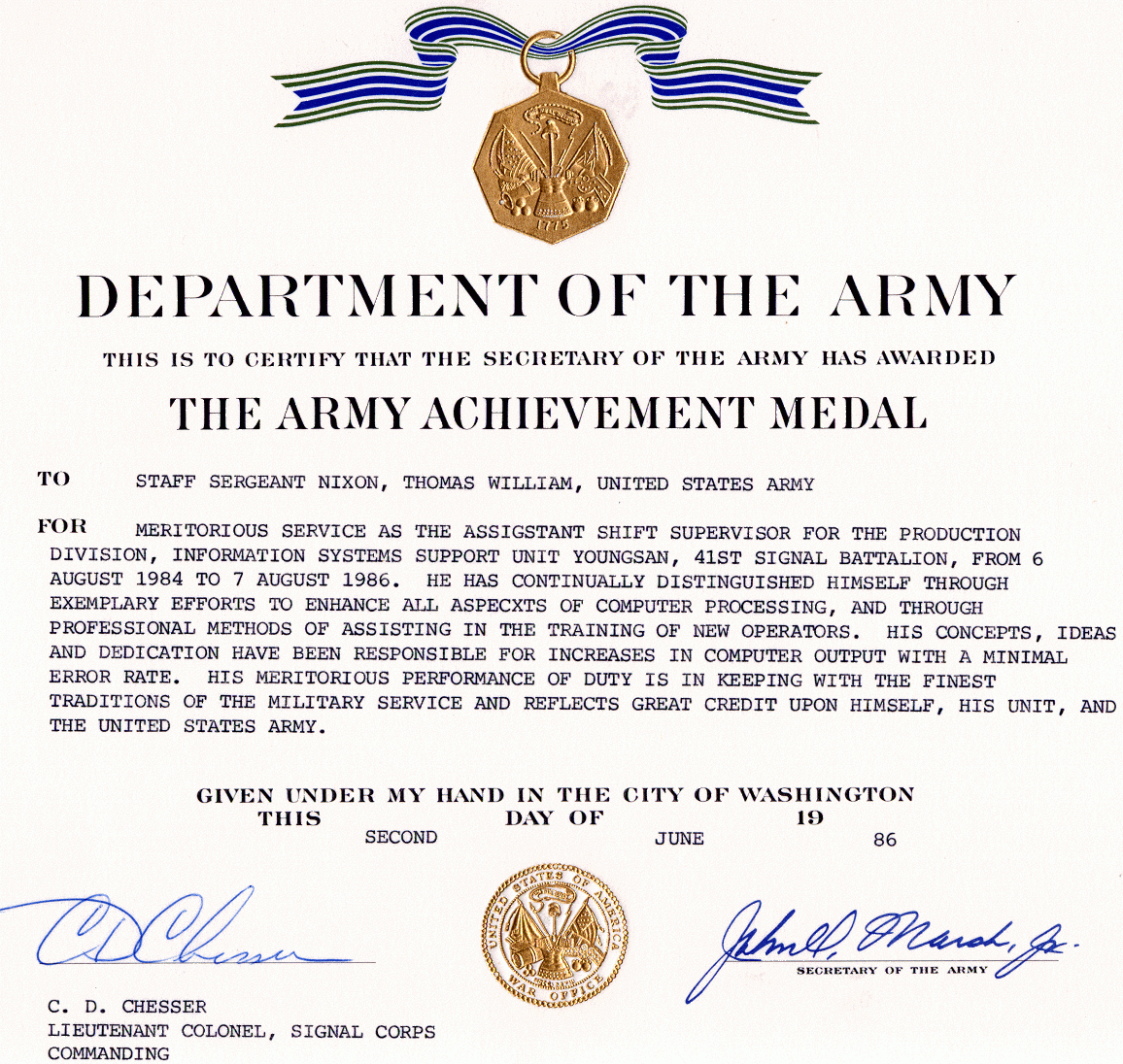 Army Achievement Medal In Certificate Of Achievement Army Template