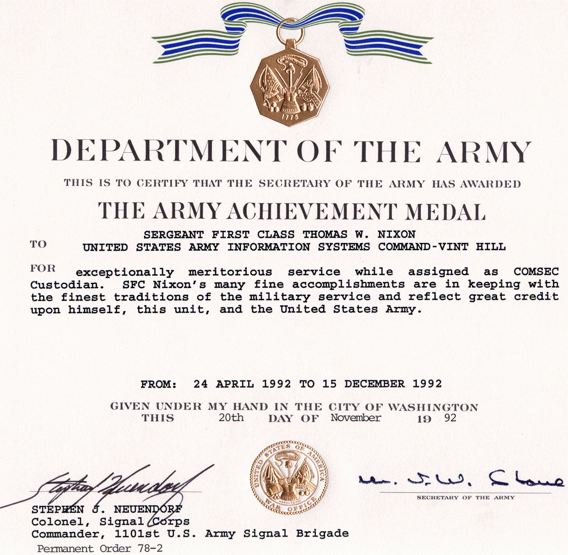 Army Achievement Medal Inside Army Certificate Of Achievement Template