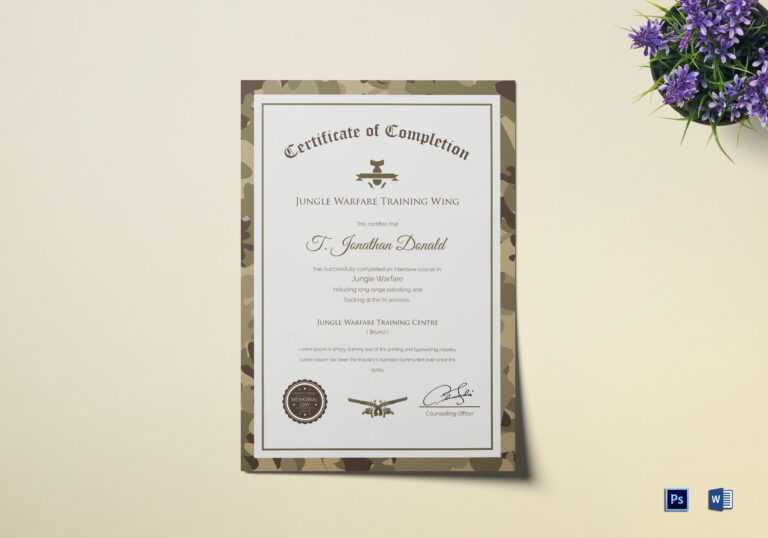 Army Certificate Of Completion Template