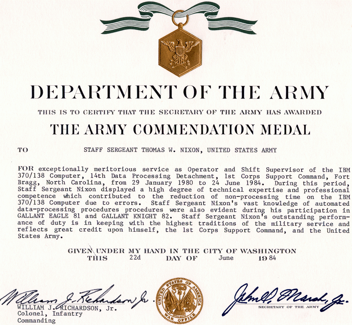 Army Commendation Medal Intended For Army Certificate Of Achievement Template