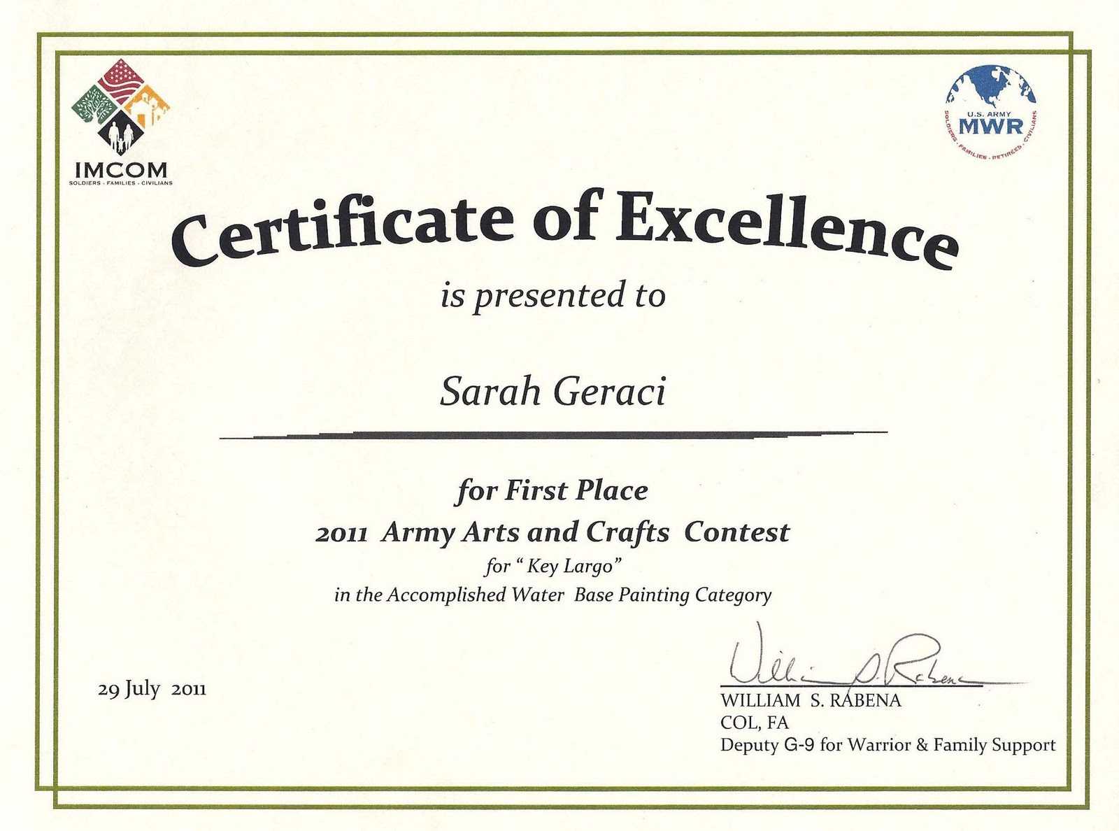 Art Award Certificate Templates Intended For Free Art Certificate Templates