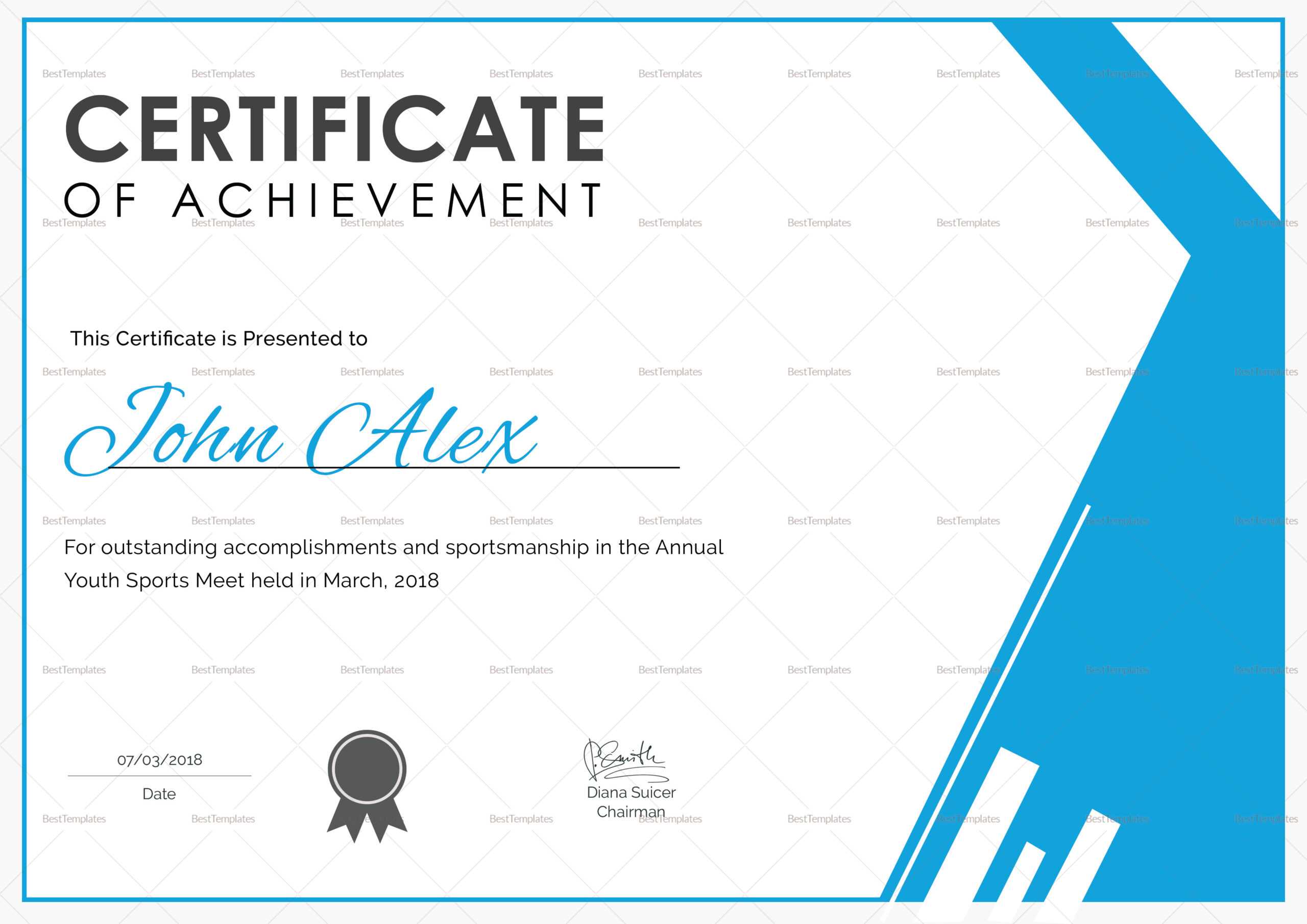 Athletic Achievement Certificate Template Regarding Athletic Certificate Template