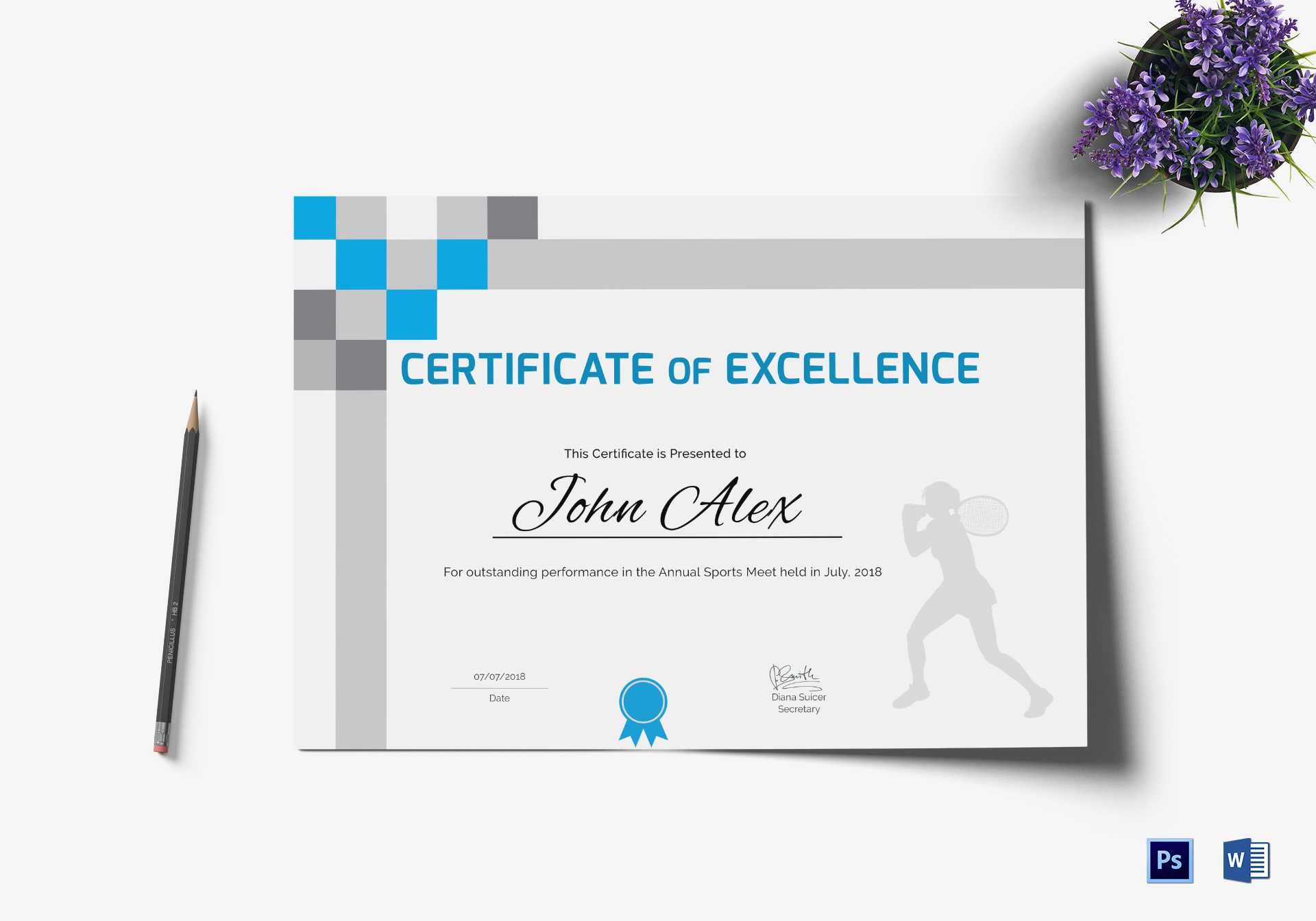 Athletic Excellence Certificate Template For Athletic Certificate Template