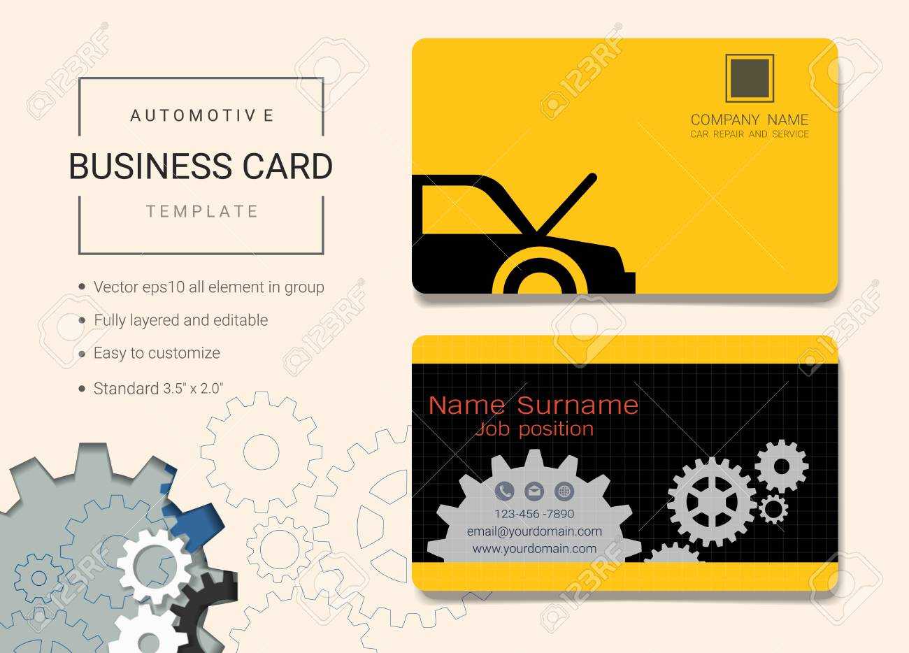 Automotive Business Card Or Name Card Template. Simple Style.. Pertaining To Automotive Business Card Templates