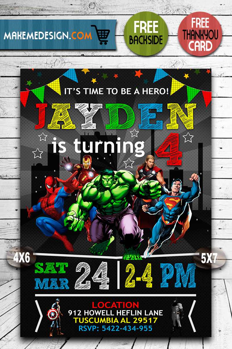 Avengers Birthday Invitations, Superhero Invitation, Avengers Invite,  Superhero Invite, Avengers Birthday Party, Avengers Printable, Avenger  Card, Diy Inside Avengers Birthday Card Template