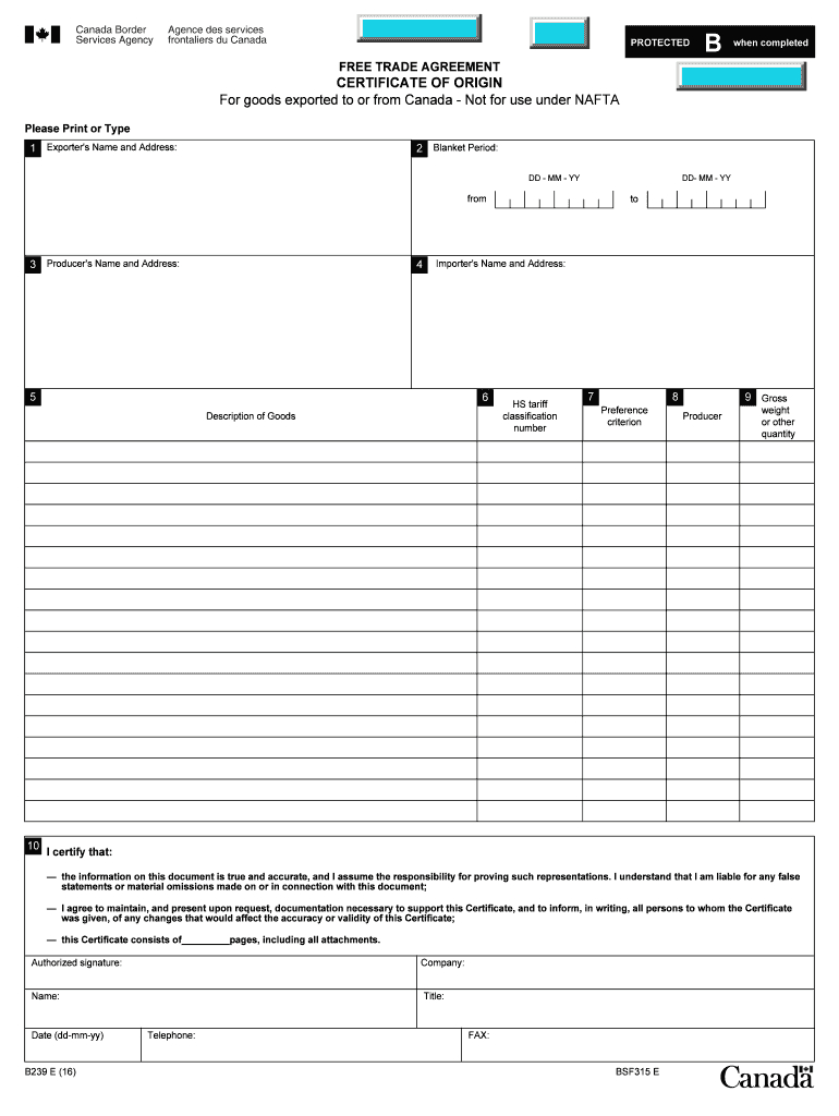 B232E – Fill Online, Printable, Fillable, Blank | Pdffiller With Nafta Certificate Template