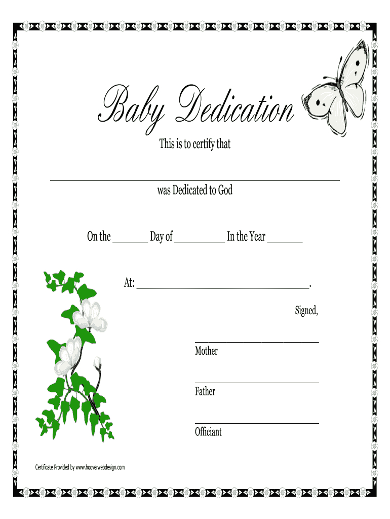 Baby Dedication Certificate – Fill Online, Printable Within Baby Dedication Certificate Template