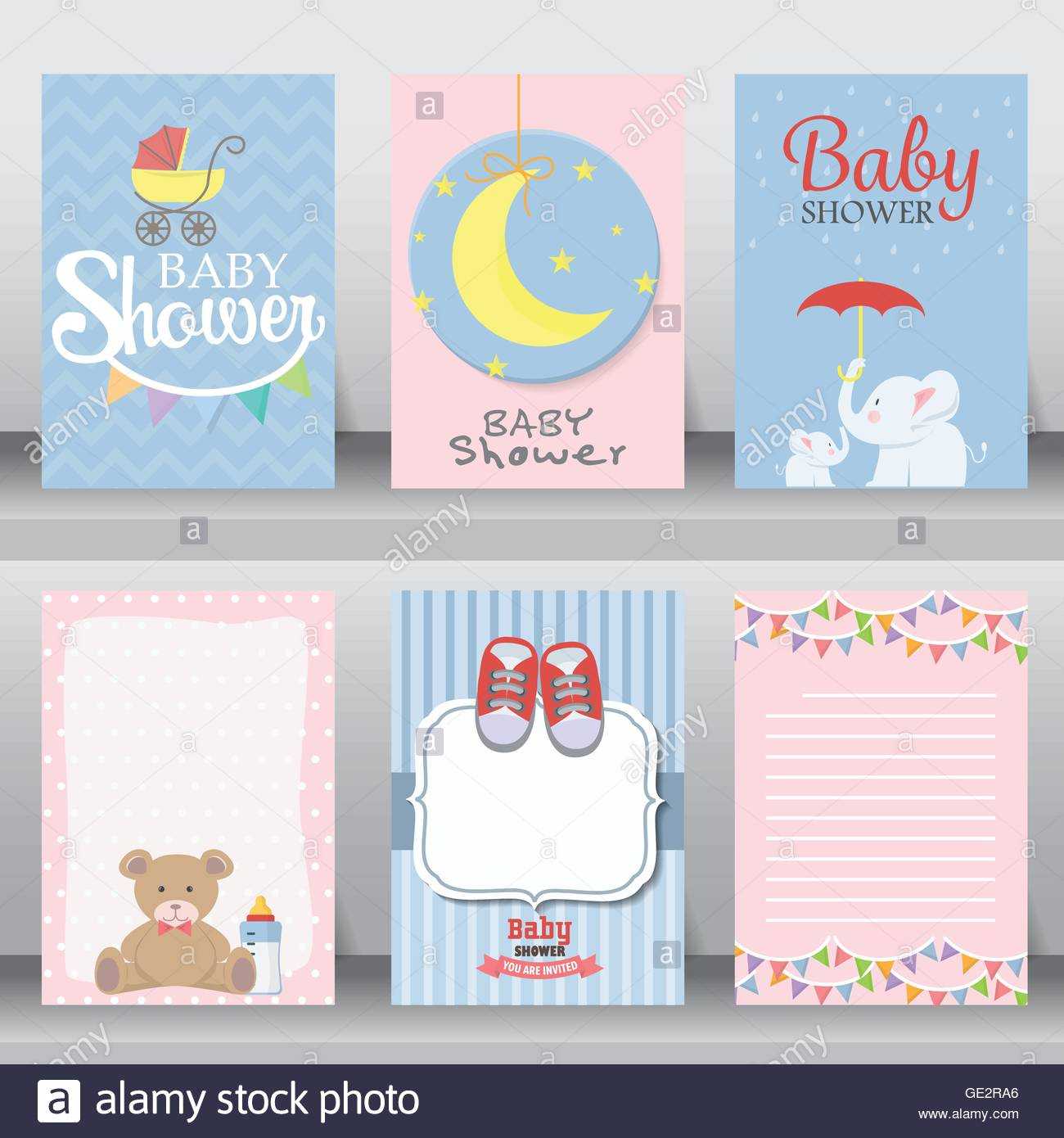 Baby Shower Party Greeting And Invitation Card. Layout Within Greeting Card Layout Templates